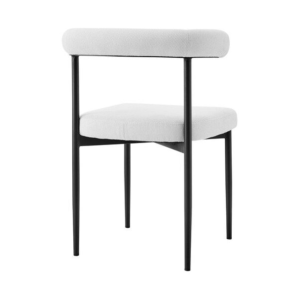Armen Living Shannon Dining Chair with Matte Black Iron and Cream Fabric - Set of 2 - LCSNSIBLKCR