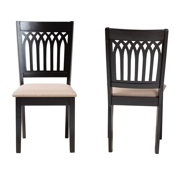 Baxton Studio Genesis Modern Beige Fabric and Dark Brown Finished Wood 2-Piece Dining Chair Set, PR - 230-2PC-13189-ZORO