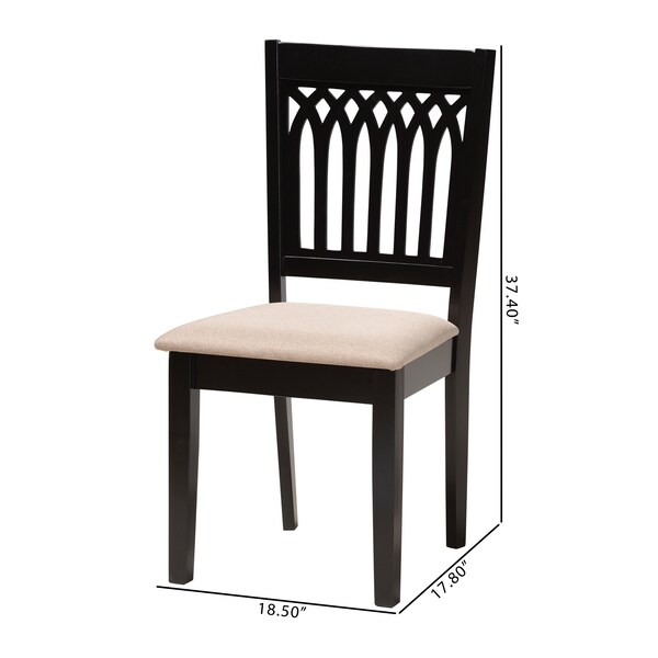 Baxton Studio Genesis Modern Beige Fabric and Dark Brown Finished Wood 2-Piece Dining Chair Set, PR - 230-2PC-13189-ZORO