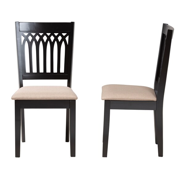 Baxton Studio Genesis Modern Beige Fabric and Dark Brown Finished Wood 2-Piece Dining Chair Set, PR - 230-2PC-13189-ZORO