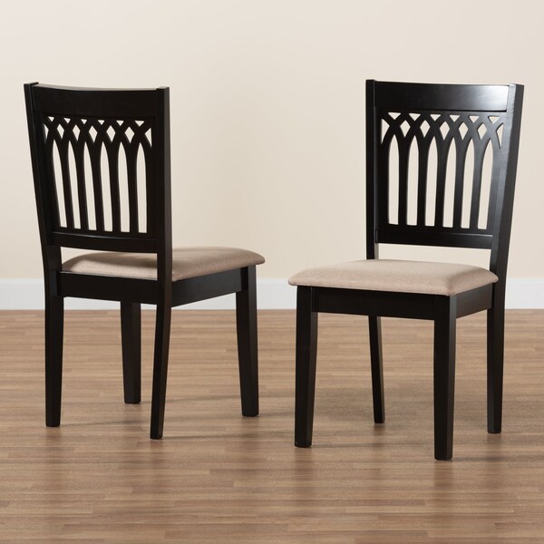 Baxton Studio Genesis Modern Beige Fabric and Dark Brown Finished Wood 2-Piece Dining Chair Set, PR - 230-2PC-13189-ZORO