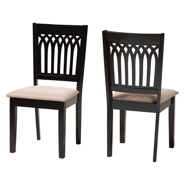 Baxton Studio Genesis Modern Beige Fabric and Dark Brown Finished Wood 2-Piece Dining Chair Set, PR - 230-2PC-13189-ZORO