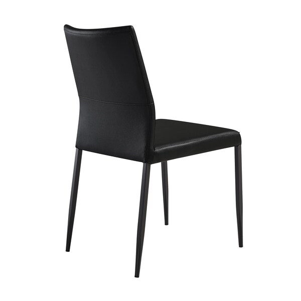 Armen Living Kash Upholstered Dining Chair in Black Faux Leather with Black Metal Legs - Set of 2 - LCKASIBLK
