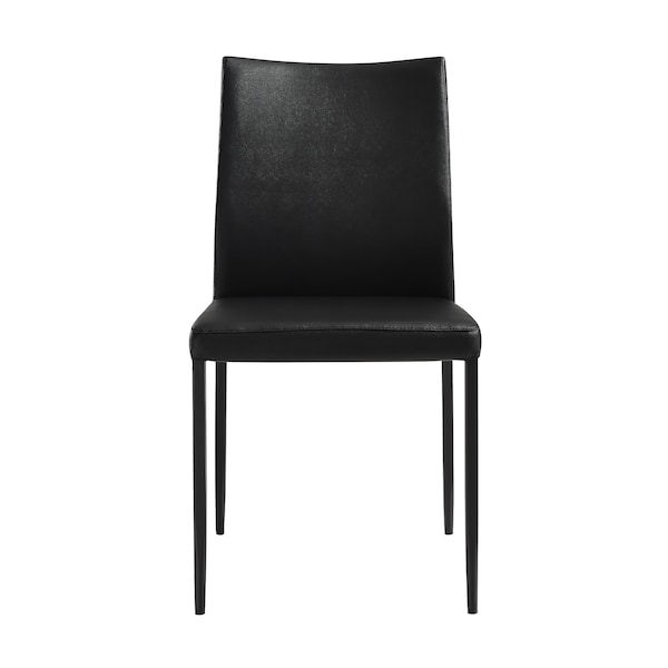 Armen Living Kash Upholstered Dining Chair in Black Faux Leather with Black Metal Legs - Set of 2 - LCKASIBLK