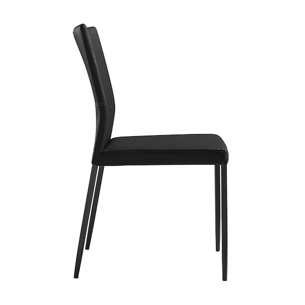 Armen Living Kash Upholstered Dining Chair in Black Faux Leather with Black Metal Legs - Set of 2 - LCKASIBLK