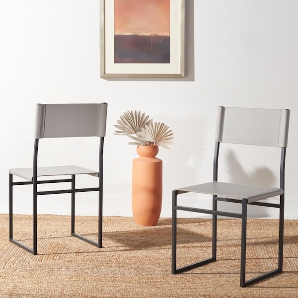 Safavieh 18 x 18.8 x 35 in. Layne Dining Chair with Light Grey & Black Legs, 2PK - DCH3003A-SET2