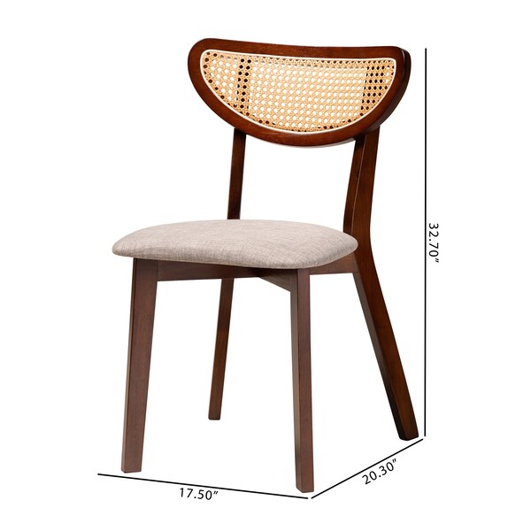 Baxton Studio Dannell Mid-Century Modern Grey Fabric and Walnut Brown Finished Wood 2-Piece Dining Chair Set, PR - 236-2PC-13290-ZORO