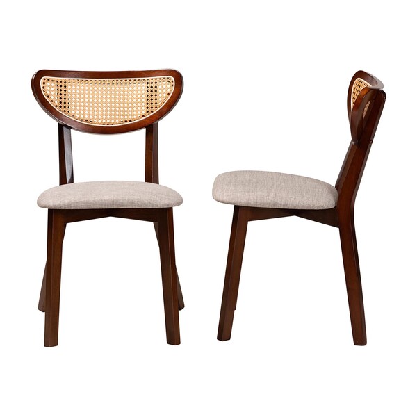 Baxton Studio Dannell Mid-Century Modern Grey Fabric and Walnut Brown Finished Wood 2-Piece Dining Chair Set, PR - 236-2PC-13290-ZORO