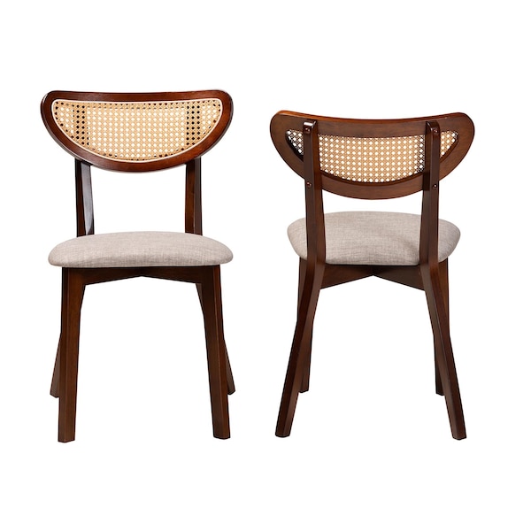 Baxton Studio Dannell Mid-Century Modern Grey Fabric and Walnut Brown Finished Wood 2-Piece Dining Chair Set, PR - 236-2PC-13290-ZORO