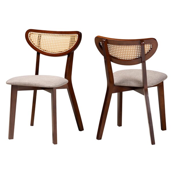 Baxton Studio Dannell Mid-Century Modern Grey Fabric and Walnut Brown Finished Wood 2-Piece Dining Chair Set, PR - 236-2PC-13290-ZORO