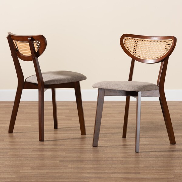 Baxton Studio Dannell Mid-Century Modern Grey Fabric and Walnut Brown Finished Wood 2-Piece Dining Chair Set, PR - 236-2PC-13290-ZORO