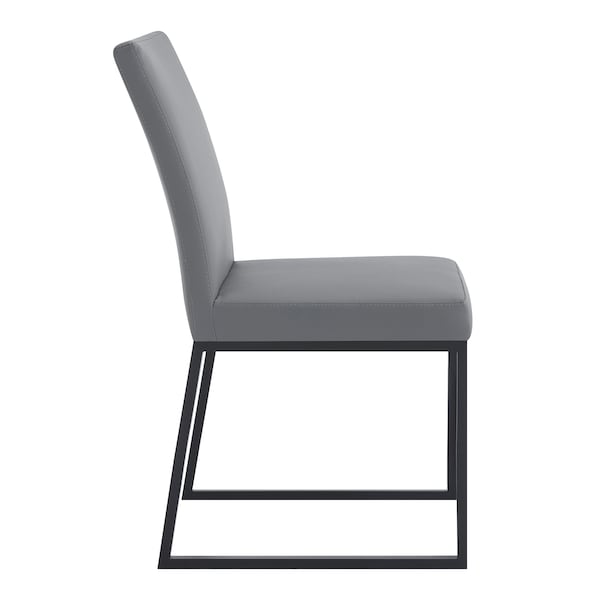 Armen Living Trevor Contemporary Dining Chair in Matte Black Finish and Gray Faux Leather - Set of 2 - LCTRCHMBGR