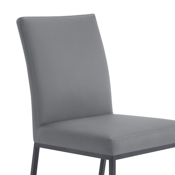 Armen Living Trevor Contemporary Dining Chair in Matte Black Finish and Gray Faux Leather - Set of 2 - LCTRCHMBGR