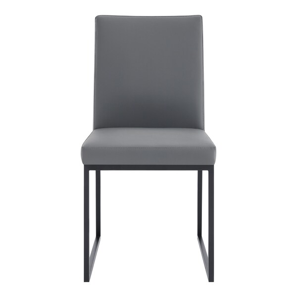 Armen Living Trevor Contemporary Dining Chair in Matte Black Finish and Gray Faux Leather - Set of 2 - LCTRCHMBGR