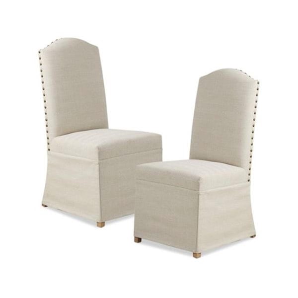 Madison Park Foster High Back Dining Chairs with Skirts, Beige - Set of 2 - MP108-0849