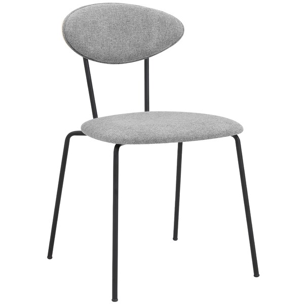 Armen Living Neo Modern Gray Fabric and Black Metal Dining Room Chairs - Set of 2 - LCNESIBLGR