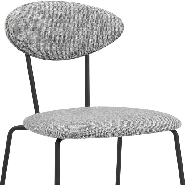 Armen Living Neo Modern Gray Fabric and Black Metal Dining Room Chairs - Set of 2 - LCNESIBLGR