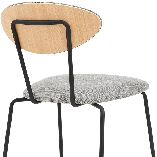 Armen Living Neo Modern Gray Fabric and Black Metal Dining Room Chairs - Set of 2 - LCNESIBLGR