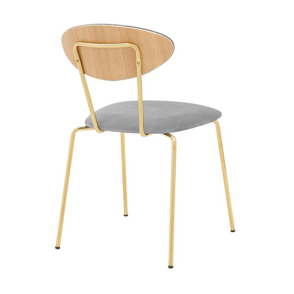 Armen Living Neo Modern Gray Fabric and Black Metal Dining Room Chairs - Set of 2 - LCNESIBLGR