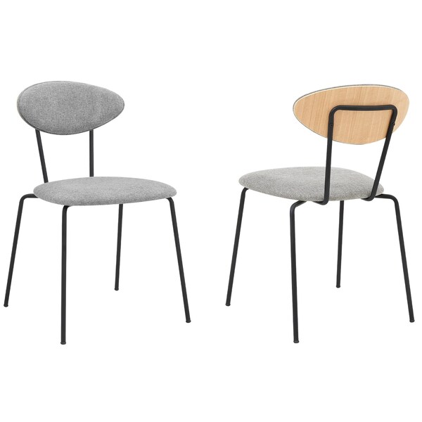 Armen Living Neo Modern Gray Fabric and Black Metal Dining Room Chairs - Set of 2 - LCNESIBLGR
