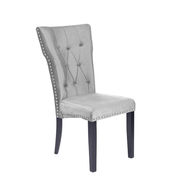 Better Home 40 x 20 x 20 in. La Costa Velvet Tufted Dining Chair, Gray, 2PK - 616859964303