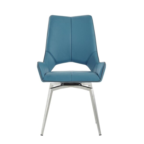 Gfancy Fixtures Turqouise Bucket Style Dining Chairs with Metalic Silver Base, 2PK - GF3643986
