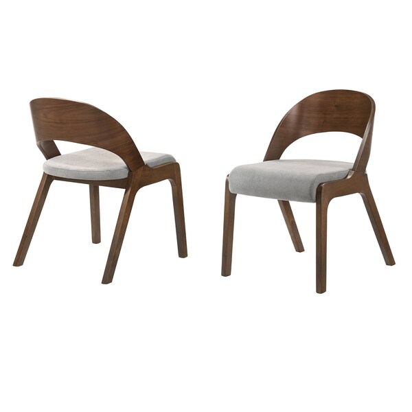 Armen Living Polly Mid-Century Gray Upholstered Dining Chairs in Walnut Finish - Set of 2 - LCPLSIGRWA