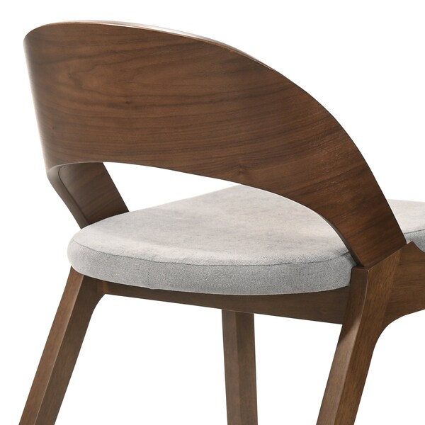 Armen Living Polly Mid-Century Gray Upholstered Dining Chairs in Walnut Finish - Set of 2 - LCPLSIGRWA