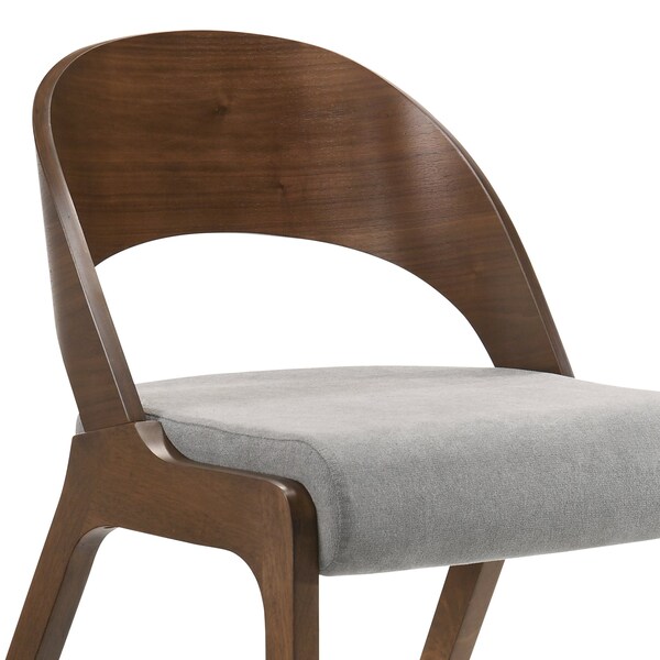Armen Living Polly Mid-Century Gray Upholstered Dining Chairs in Walnut Finish - Set of 2 - LCPLSIGRWA