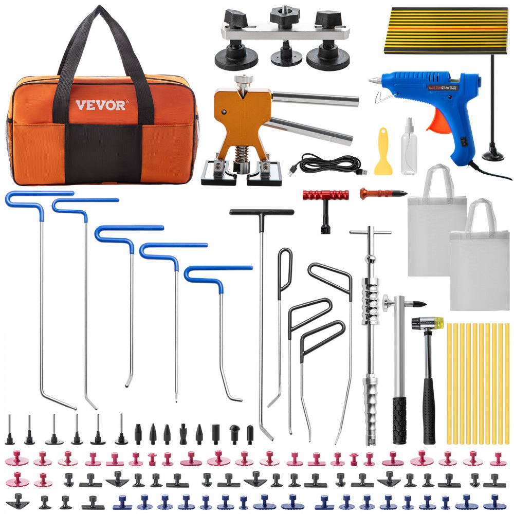 VEVOR Paintless Dent Removal Rods, 89 PCS Paintless Dent Repair Tools, Golden Lifter Puller Car Dent Repair Kit, Glue Puller Tabs Dent Puller Kit for Auto Dent Removal, Minor Dents, Door Dings - QCAHXFQ89110V8QS0V1
