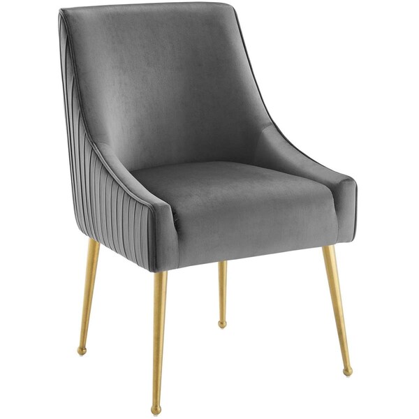 Modway Furniture Discern Pleated Back Upholstered Performance Velvet Dining Chair, Gray - EEI-3509-GRY