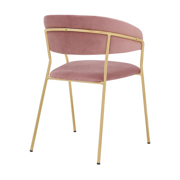 Armen Living Nara Modern Pink Velvet and Gold Metal Leg Dining Room Chairs - Set of 2 - LCNRSIGLPNK