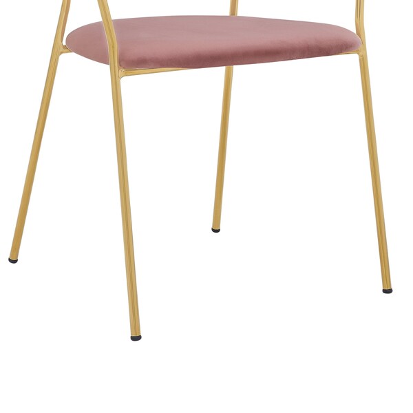 Armen Living Nara Modern Pink Velvet and Gold Metal Leg Dining Room Chairs - Set of 2 - LCNRSIGLPNK