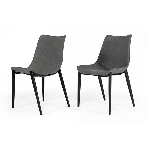 Gfancy Fixtures 34 x 20 x 24 in. Faux Leather Dining Chairs , Grey, 2PK - GF3100543
