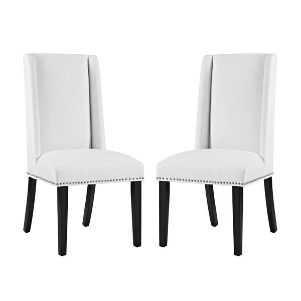 Modway Furniture 40 H x 23.5 W x 19.5 L in. Baron Dining Chair Vinyl, White, 2PK - EEI-2747-WHI-SET