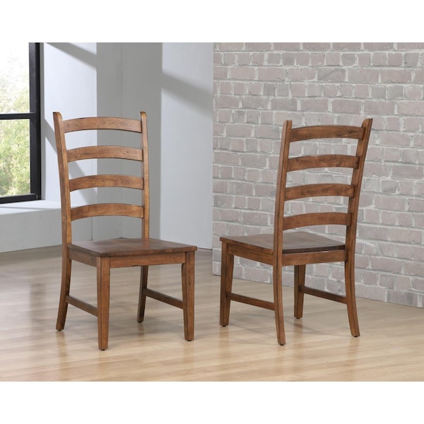 Sunset Trading Simply Brook Ladder Back Dining Side Chair - Amish Brown, 2PK - DLU-BR-C80-AM-2