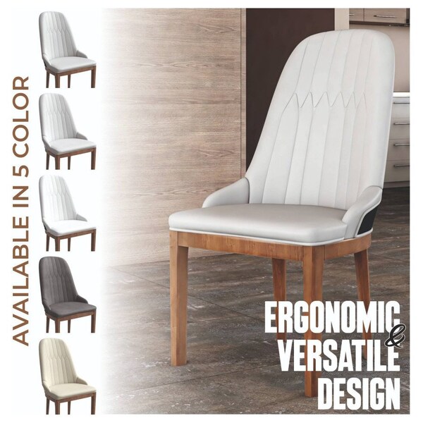 Leisuremod Verisma Modern Wooden Dining Chair in Black Fabric with Light Grey Front, 4PK - VC57BFLGR4
