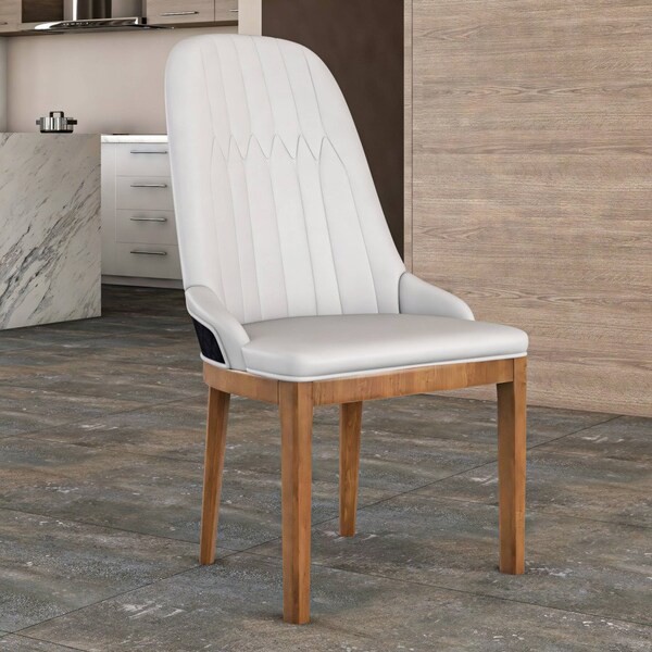 Leisuremod Verisma Modern Wooden Dining Chair in Black Fabric with Light Grey Front, 4PK - VC57BFLGR4