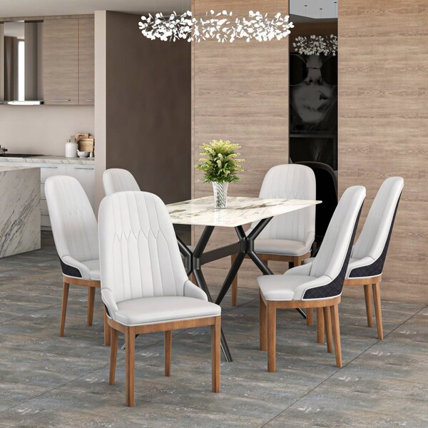 Leisuremod Verisma Modern Wooden Dining Chair in Black Fabric with Light Grey Front, 4PK - VC57BFLGR4
