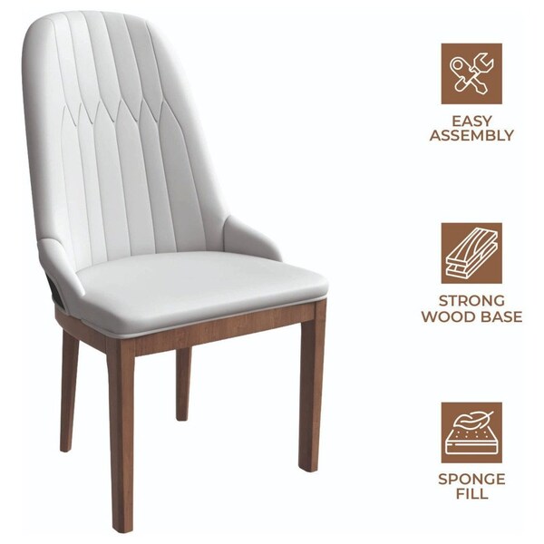 Leisuremod Verisma Modern Wooden Dining Chair in Black Fabric with Light Grey Front, 4PK - VC57BFLGR4
