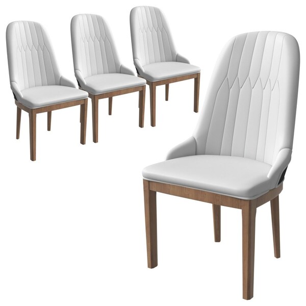 Leisuremod Verisma Modern Wooden Dining Chair in Black Fabric with Light Grey Front, 4PK - VC57BFLGR4