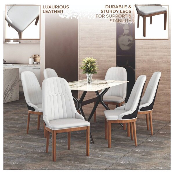 Leisuremod Verisma Modern Wooden Dining Chair in Black Fabric with Light Grey Front, 4PK - VC57BFLGR4