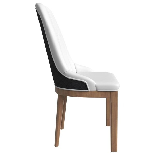 Leisuremod Verisma Modern Wooden Dining Chair in Black Fabric with Light Grey Front, 4PK - VC57BFLGR4