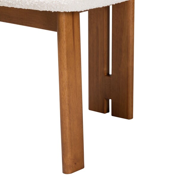 Baxton Studio Kacela Modern Japandi Cream Boucle Fabric and Walnut Brown Finished Wood 2-Piece Dining Chair Set, PR - 241-2PC-13433-ZORO