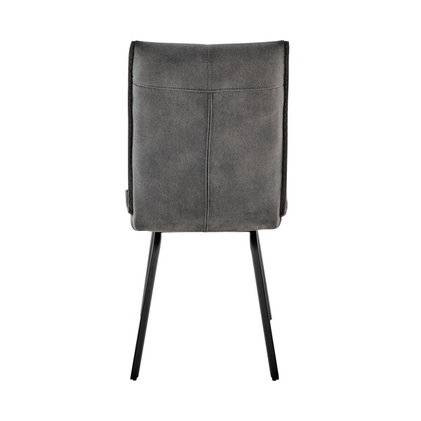 Armen Living Rylee Dining Room Accent Chair in Charcoal Fabric and Black Finish - Set of 2 - LCRYSICHA