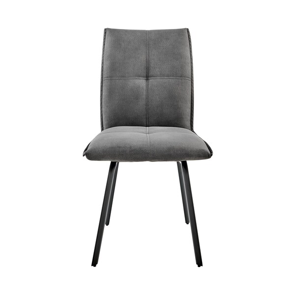 Armen Living Rylee Dining Room Accent Chair in Charcoal Fabric and Black Finish - Set of 2 - LCRYSICHA