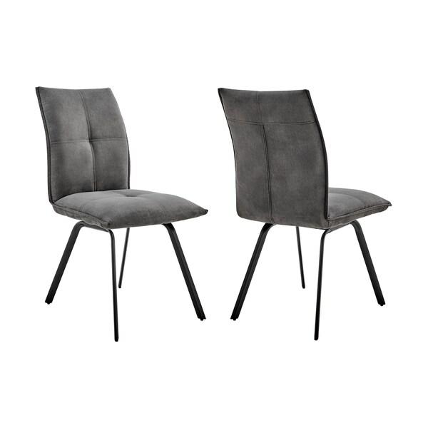 Armen Living Rylee Dining Room Accent Chair in Charcoal Fabric and Black Finish - Set of 2 - LCRYSICHA