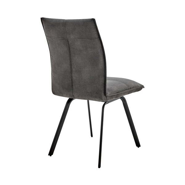 Armen Living Rylee Dining Room Accent Chair in Charcoal Fabric and Black Finish - Set of 2 - LCRYSICHA