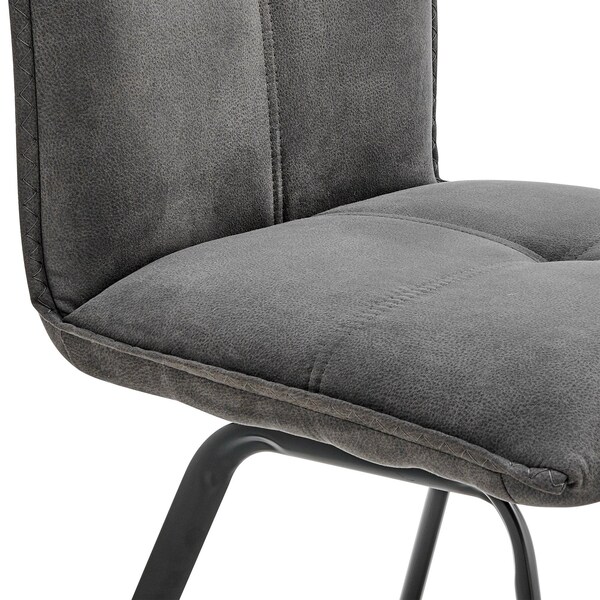 Armen Living Rylee Dining Room Accent Chair in Charcoal Fabric and Black Finish - Set of 2 - LCRYSICHA