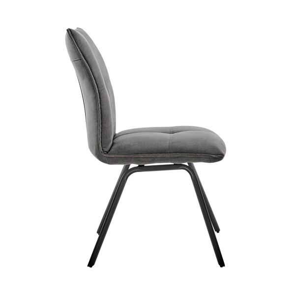 Armen Living Rylee Dining Room Accent Chair in Charcoal Fabric and Black Finish - Set of 2 - LCRYSICHA